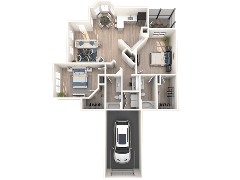 a floor plan of a house with a car on the street